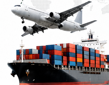 Cargo ship and aircraft from the CEDKAM client flyer